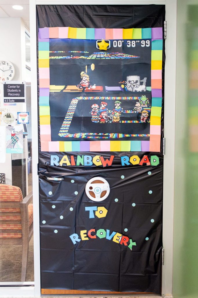 Homecoming Door Decoration: Rainbow Road from Mario Kart game 'Rainbow Road to Recovery' - SSB 4.500